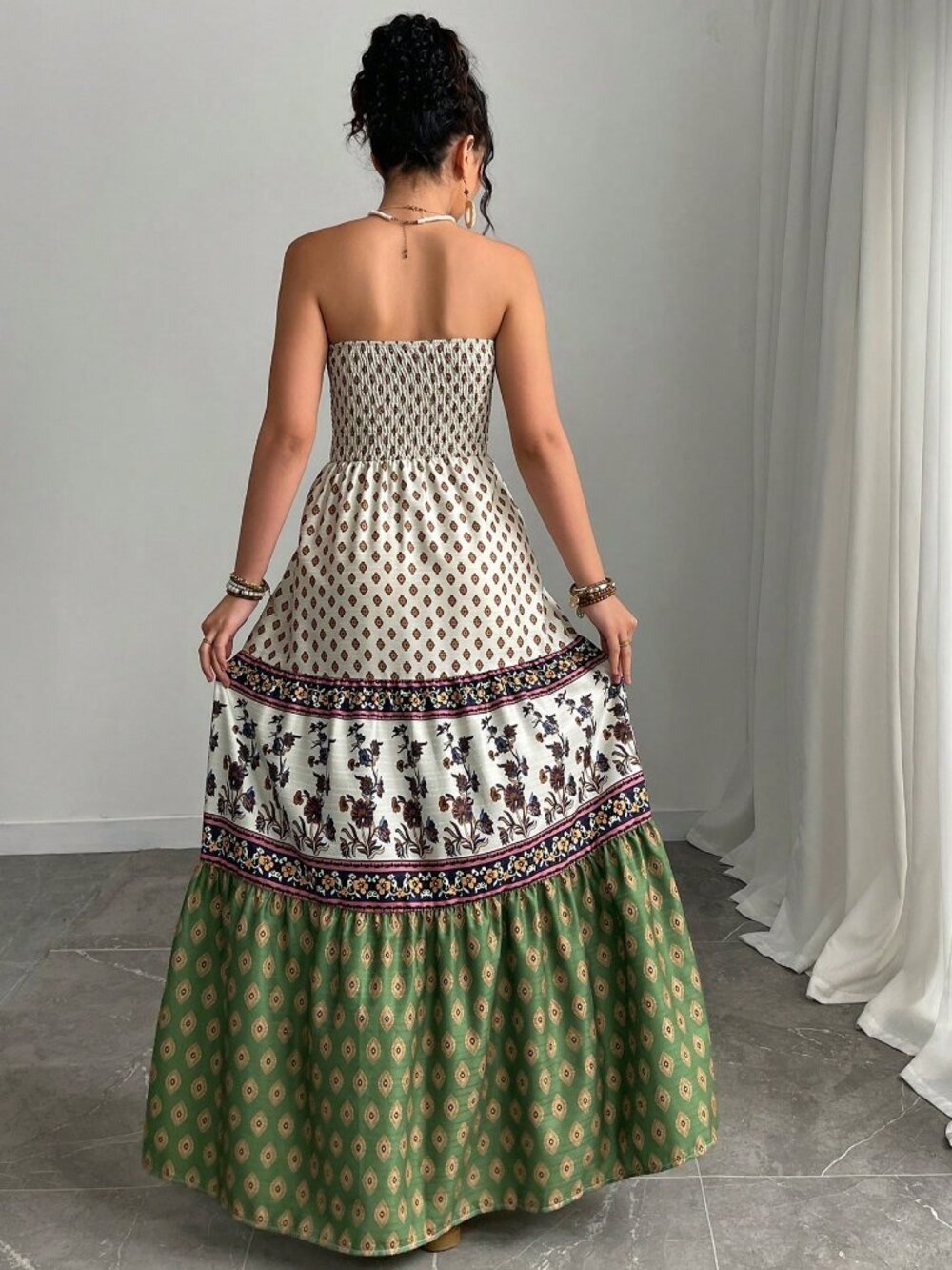 Apricot Boho Women's tube top maxi dress - Picture 2 of 6